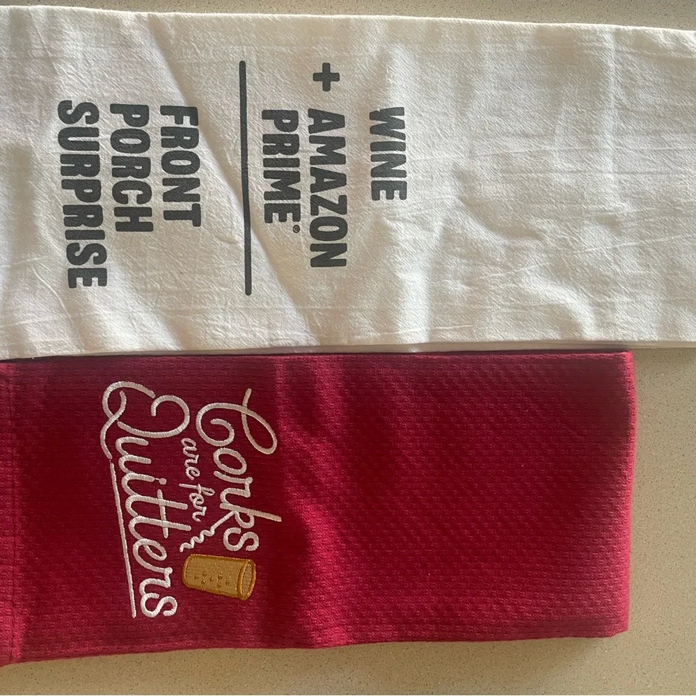 Set of 2 Cute Wine Lover Dish towels —NEVER USED